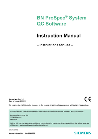 BN ProSpec System QC Software Instruction Manual - Version 1.1