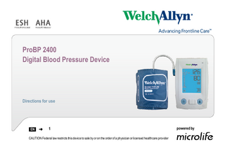 microlife ProBP 2400 Digital Blood Pressure Device Directions for Use