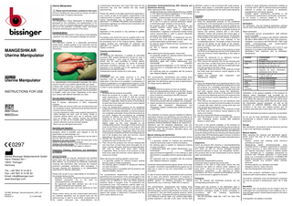 MANGESHIKAR Uterine Manipulator Instructions for Use