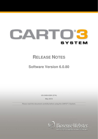 CARTO 3 Release Notes sw ver 6.0.80 May 2019