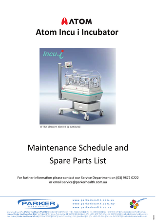 Incu i Maintenance Schedule and Spare Parts List 