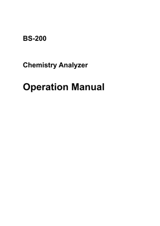 BS-200  Chemistry Analyzer  Operation Manual  