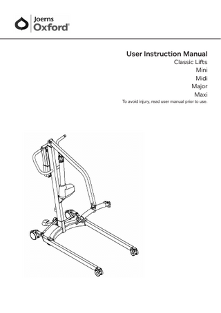 Joerns Oxford Classic Lifts User Instruction Manual Rev C 