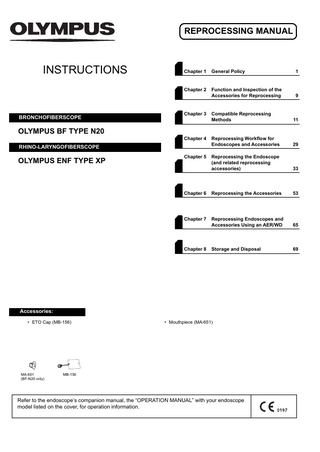 Broncho Fiberscope BF-N20 and Rhino-Laryngo Fiberscope ENF-XP Reprocessing Manual