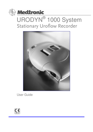®  URODYN 1000 System 6WDWLRQDU8URIORZ5HFRUGHU  User Guide  $  