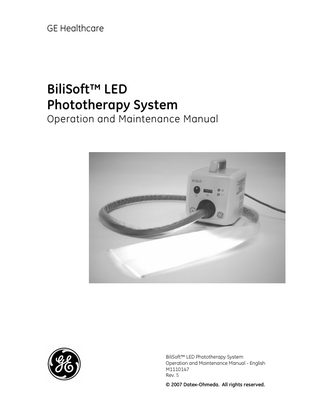 GE BiliSoft LED Phototherapy System Operation and Maintenance Manual Rev 5