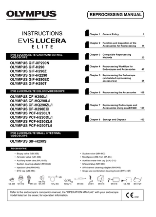 EVIS LUCERA ELITE GIF/CF/PCF/SIF-290 Series Videoscope Reprocessing Manual