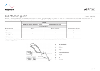 ResMed AirFit N30 Disinfection Guide Nov 2019