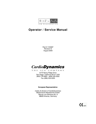 BioZ Operator and Service Manual Rev G 2009