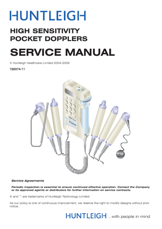 High Sensitivity Pocket Dopplers Service Manual