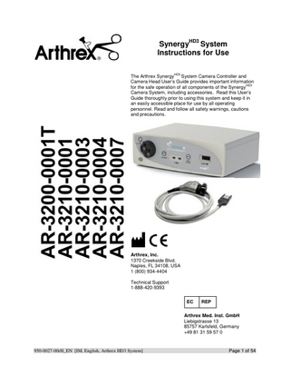 AR-3200-00xx SynergyUHD4 System Instructions for Use Manual Rev H