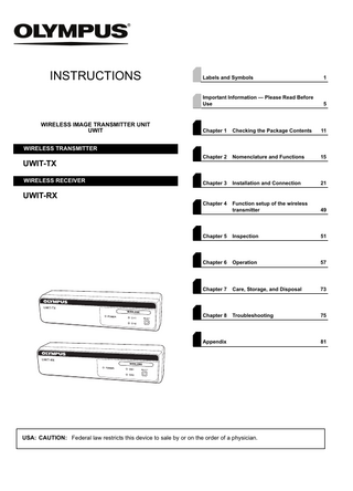 UWIT-TX & RX WIRELESS IMAGE TRANSMITTER and RECIEVER UNITS Instructions March 2014
