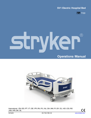 SV1 Electric Hospital Bed Model Ref 7100 Rev02 Operations Manual Sept 2016 