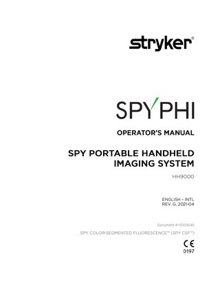 Stryker SPYPHI HH900 Operators Manual Rev G April 2021
