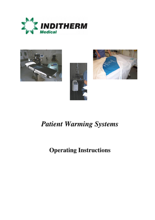 Inditherm Patient Warming Systems Operating Instructions Rev 2.18 Aug 2015