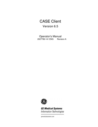 CASE Client Version 6.5  Operator's Manual 2027786-141 ENG  Revision A  