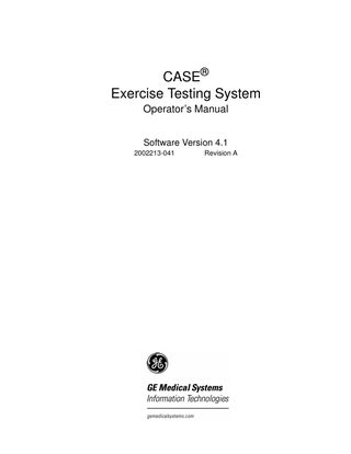 CASE Exercise Testing System Operators Manual Sw Ver 4.1 Rev A