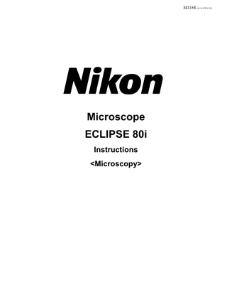 M318E 03.12.CF.1(1/2)  Microscope ECLIPSE 80i Instructions <Microscopy>  