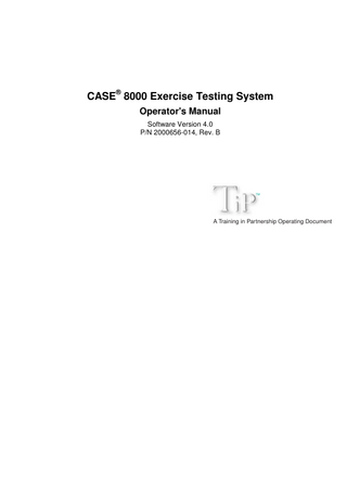 CASE 8000 Exercise Testing System Operators Manual Sw Ver 4.0 Rev B