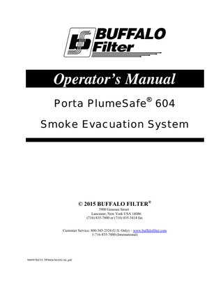 Porta PlumeSafe 604 Operators Manual Rev C July 2011