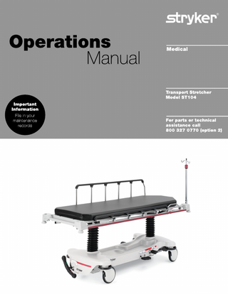 Transport Stretcher Model ST104 Operations Manual Rev A Sept 2006