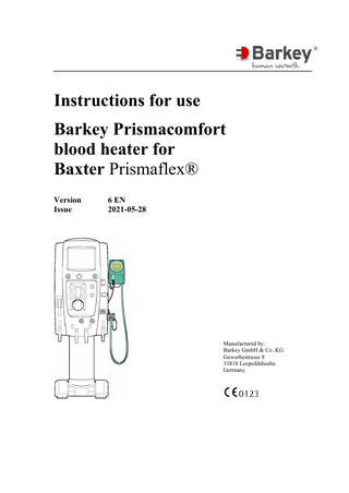 Barkey Prismacomfort Instructions for Use Ver 6 EN May 2021