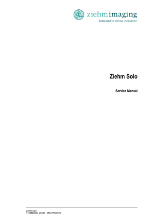 Ziehm Solo Service  Manual June 2010