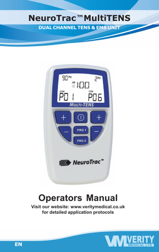 NeuroTrac MultiTENS Dual Channel TENS and EMS  Operators Manual Oct  2011