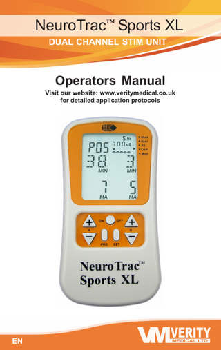NeuroTrac Sports XL Dual Channel Stim Unit Operators Manual Aug 2011
