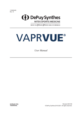VAPRVUE Model 192058 User Manual Rev N Sept 2021