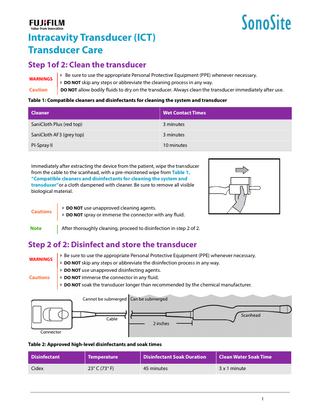 Intracavity Transducer ICT Transducer Care and Disinfection  Guide Sept 2019