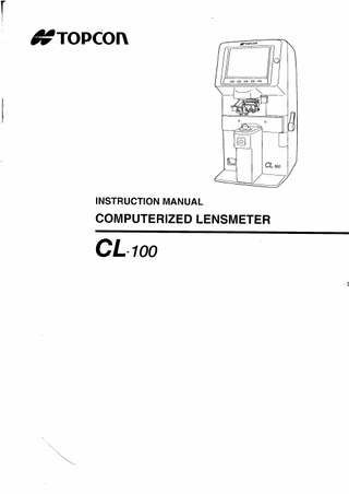 CL-100 Lensmeter Instruction Manual March 2001
