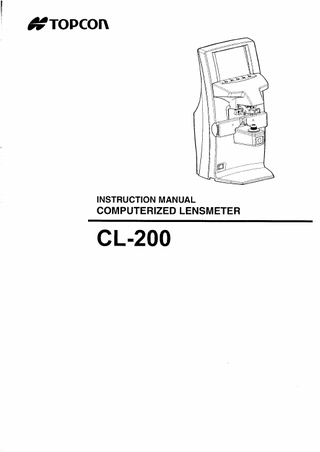 CL-200 Lensmeter Instruction Manual May 2011