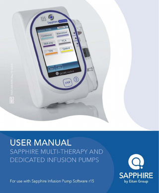 Important Notice The Sapphire Infusion Pump User Manual is delivered subject to the conditions and restrictions listed in this section. Clinicians, qualified hospital staff, and home users should read the entire User Manual prior to operating the Sapphire pump in order to fully understand the functionality and operating procedures of the pump and its accessories.  •  Healthcare professionals should not disclose to the patient the pump's security codes, Lock levels, or any other information that may allow the patient access to all programming and operating functions.  • •  Improper programming may cause injury to the patient. Home users of the Sapphire pump should be instructed by a certified home healthcare provider or clinician on the proper use of this pump.  Prescription Notice Federal United States law restricts this device for sale by or on the order of a physician only {21 CFR 801.109(b) (1)}. The Sapphire pump is for use at the direction of, or under the supervision of, licensed physicians and/or licensed healthcare professionals who are trained in the use of the pump and in the administration of blood, medication and parenteral nutrition. The instructions for use presented in this manual should in no way supersede established medical protocol concerning patient care.  Copyright, Trademark and Patent Information © 2016, Q Core Medical Ltd. All right reserved. Sapphire and Q Core (with or without logos) are trademarks of Q Core Medical Ltd. The design, pumping mechanism and other features of the Sapphire pump are protected under one or more US and Foreign Patents.  1  