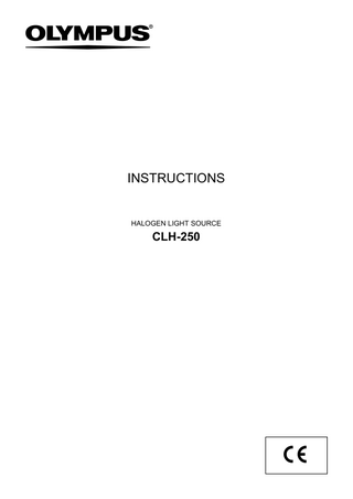 CLH-250 HALOGEN LIGHT SOURCE Instructions July 2010