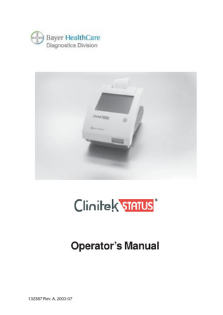 Clinitek Status Operators Manual Rev A