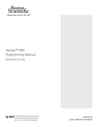 Vercise DBS Programming Manual Directions for Use Rev B