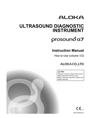 prosound -α 7 Instruction Manual Measurement Volume 1 of 2 rev 4 Oct 2009