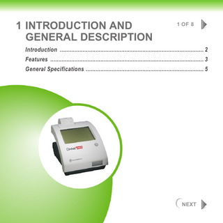 1 INTRODUCTION AND GENERAL DESCRIPTION  1 OF 8  Introduction ... 2 Features ... 3 General Specifications ... 5  NEXT  