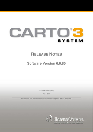 CARTO 3 Release Notes sw ver 6.0.80 June 2021