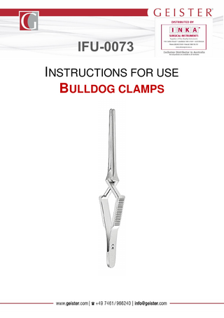 IFU-0073 INSTRUCTIONS FOR USE BULLDOG CLAMPS  