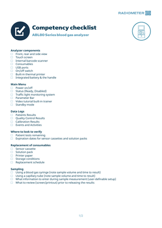 ABL80 Series Blood Gas Analyzer Competency Checklist