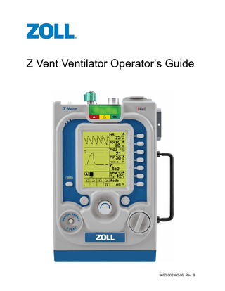 Z Vent Ventilator Operator’s Guide  9650-002360-05 Rev. B  