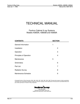 Fixitron Models 43855 and 43856 series Technical Manual Rev 9 Jan 1996
