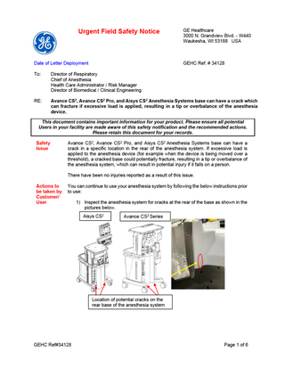 Aisys CS2 Urgent Safety Notice Sept 2022 #34128