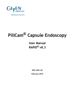 PillCam Capsule Endoscopy Desktop User Manual  Ver 8.3 Feb 2015