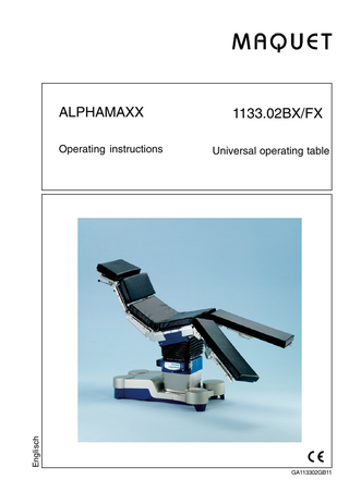 ALPHAMAXX  Universal operating table  Englisch  Operating instructions  1133.02BX/FX  GA113302GB11  