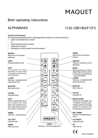 ALPHAMAXX 1133.12B1/B3/F1/F3 Brief Operating Instructions 