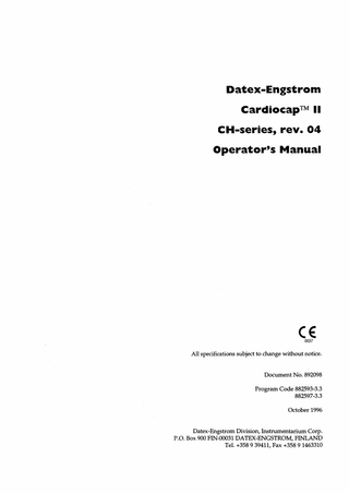 Cardiocap II CH-series Operators Manual