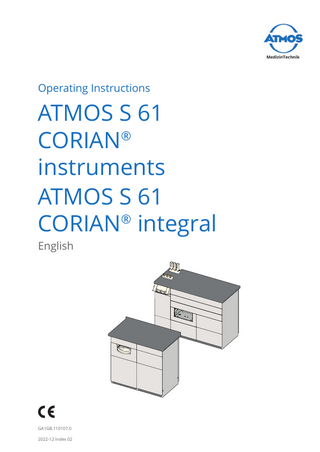 ATMOS S 61 CORIAN System Operating Instructions Index 02 Dec 2022